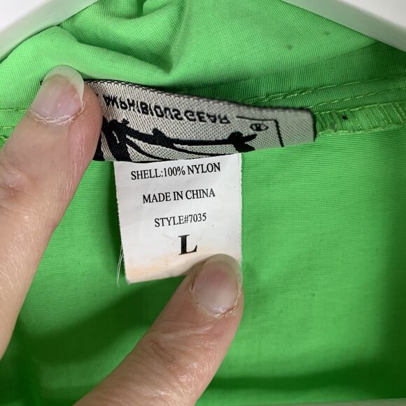 Uzzi Men's L Amphibious Track Jacket Y2K 90 Gear Neon Green Full Zip Long Sleeve - Picture 3 of 7